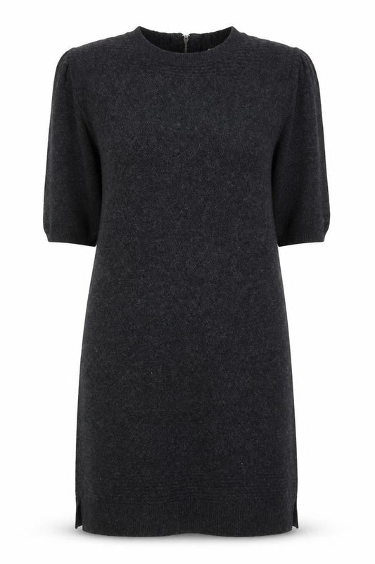 Monsoon Women Grey Shift Knit Dress Size S Half Sleeve Zip Back