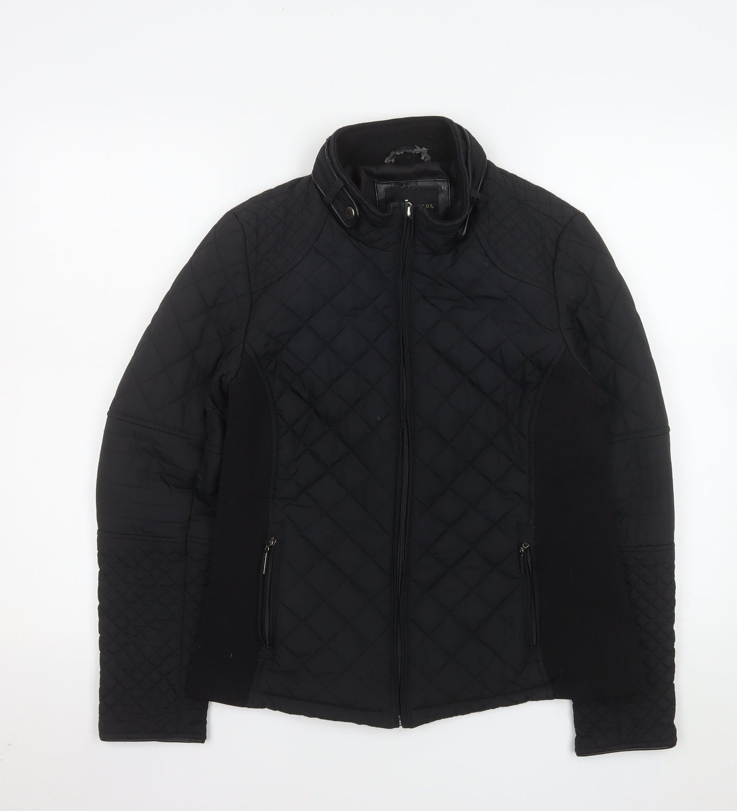 Weatherproof Womens Black Quilted Zip Jacket M Mid-Length Polyester