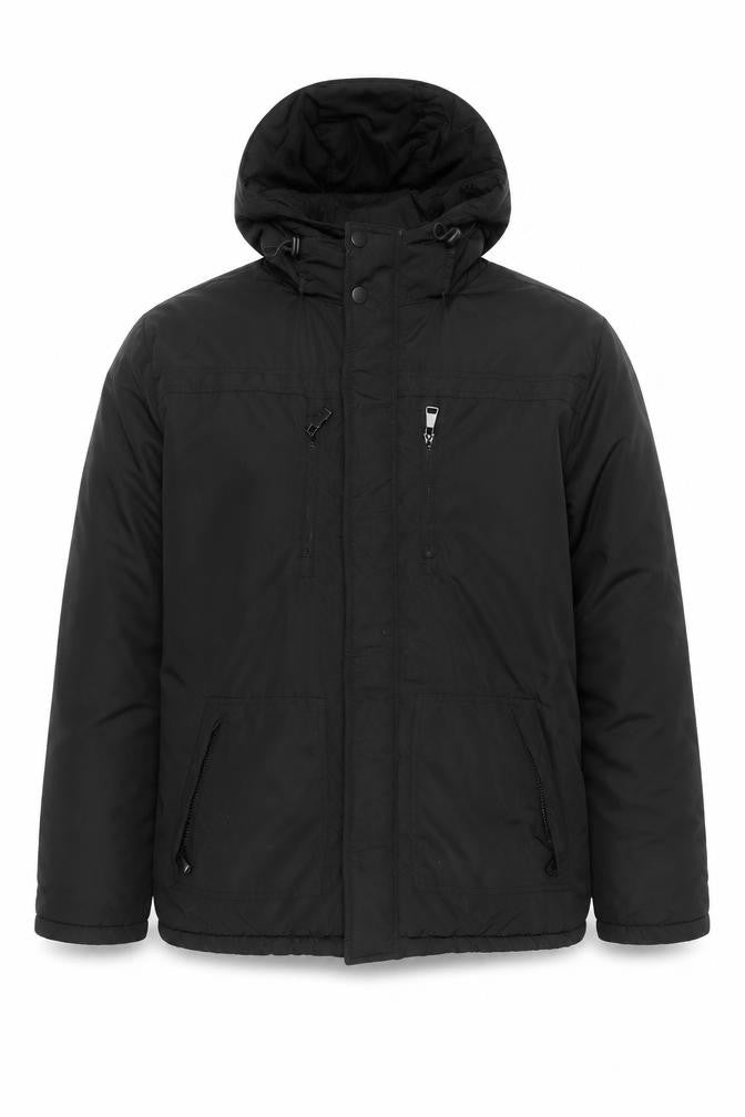 Studio Outerwear Men's Black 3XL Hooded Puffer Jacket