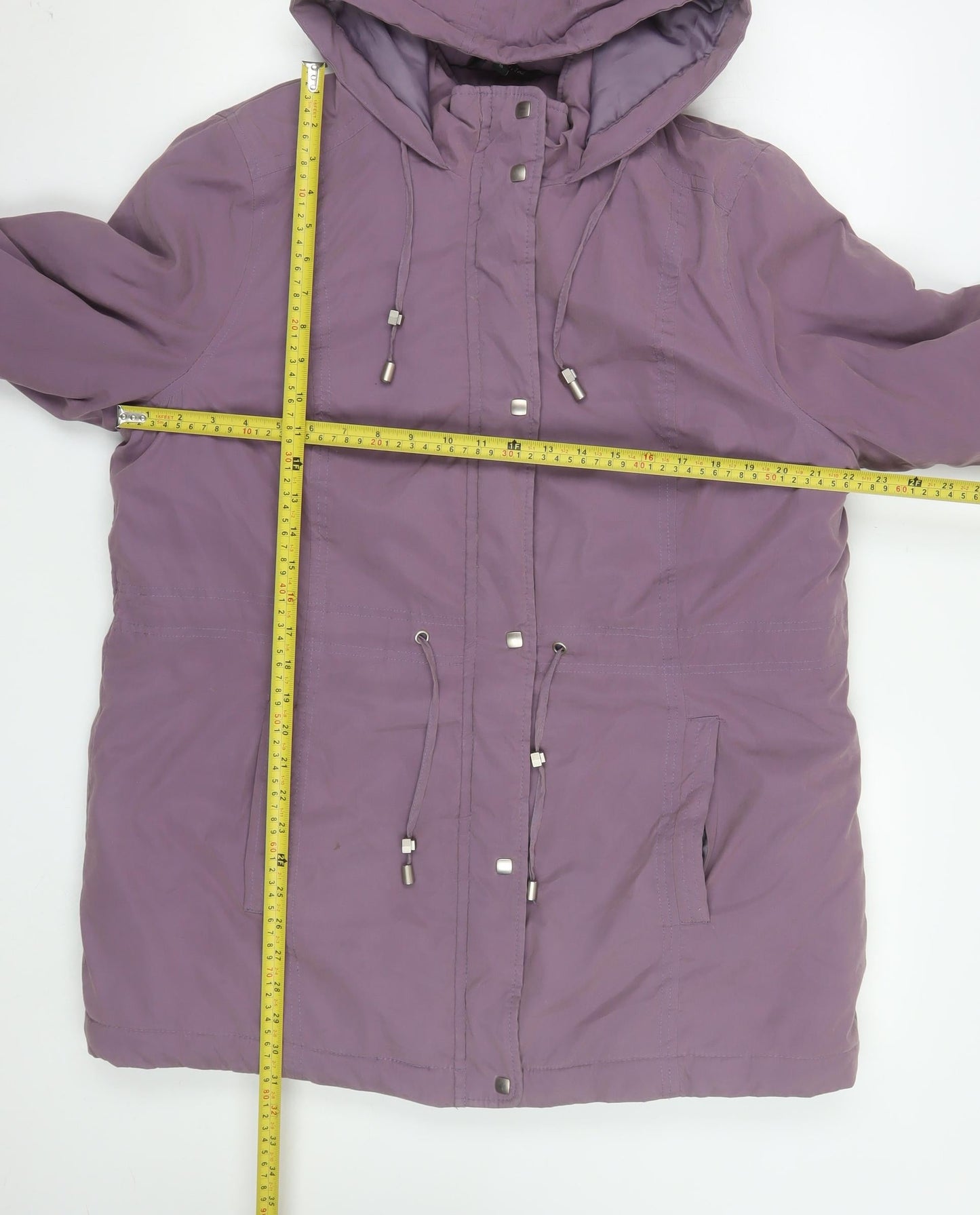 Bonmarché Women Purple Parka Jacket Size 16 Hooded Mid-Length