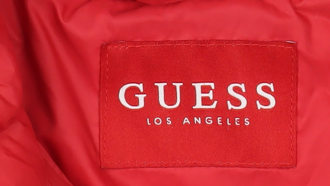Guess Women's Red Puffer Jacket Size 6 Quilted Winter Coat