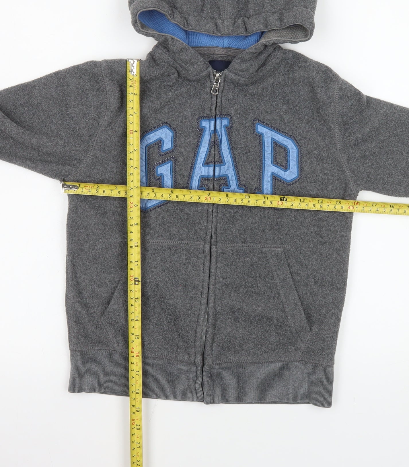GAP Kids Girls Grey Hooded Fleece Zip Jacket 8-9 Years
