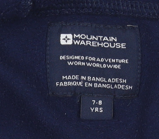 Mountain Warehouse Boys Blue Hooded Fleece Jacket 7-8 Years Full Zip Lightweight