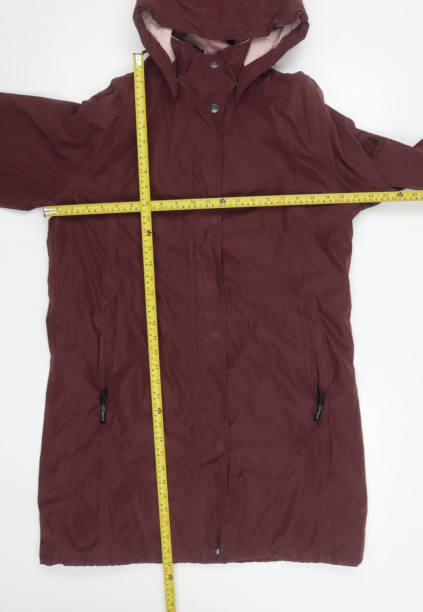 Jack Murphy Womens Brown Waterproof Long Hooded Rain Coat Size 10