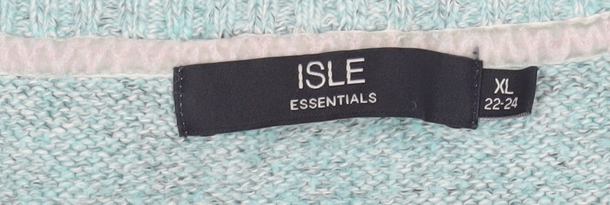 Isle Essentials Women's Green Cable Knit Button Cardigan Size 22