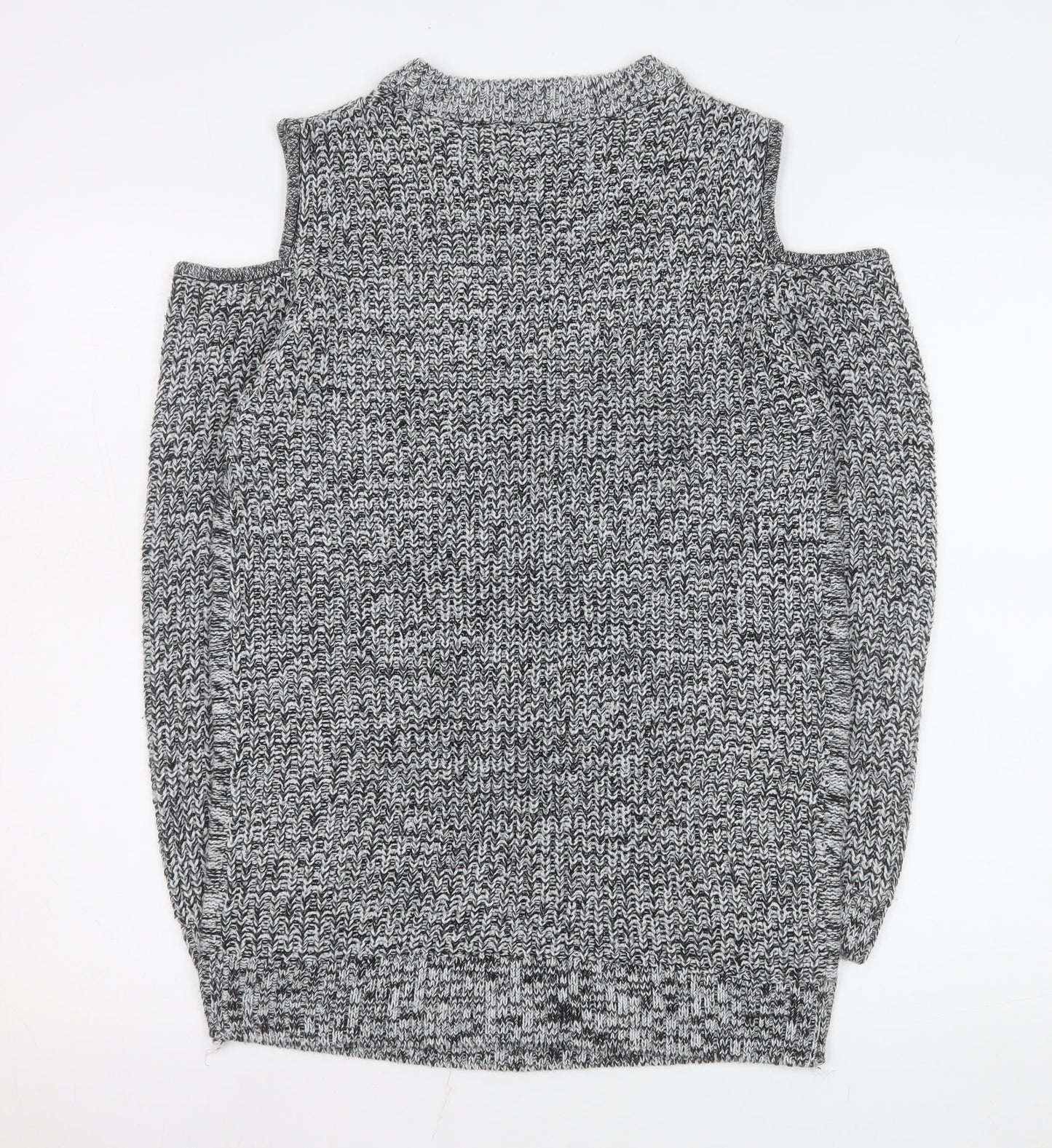 Studio Womens Grey Cable Knit Cold Shoulder Jumper Size 12