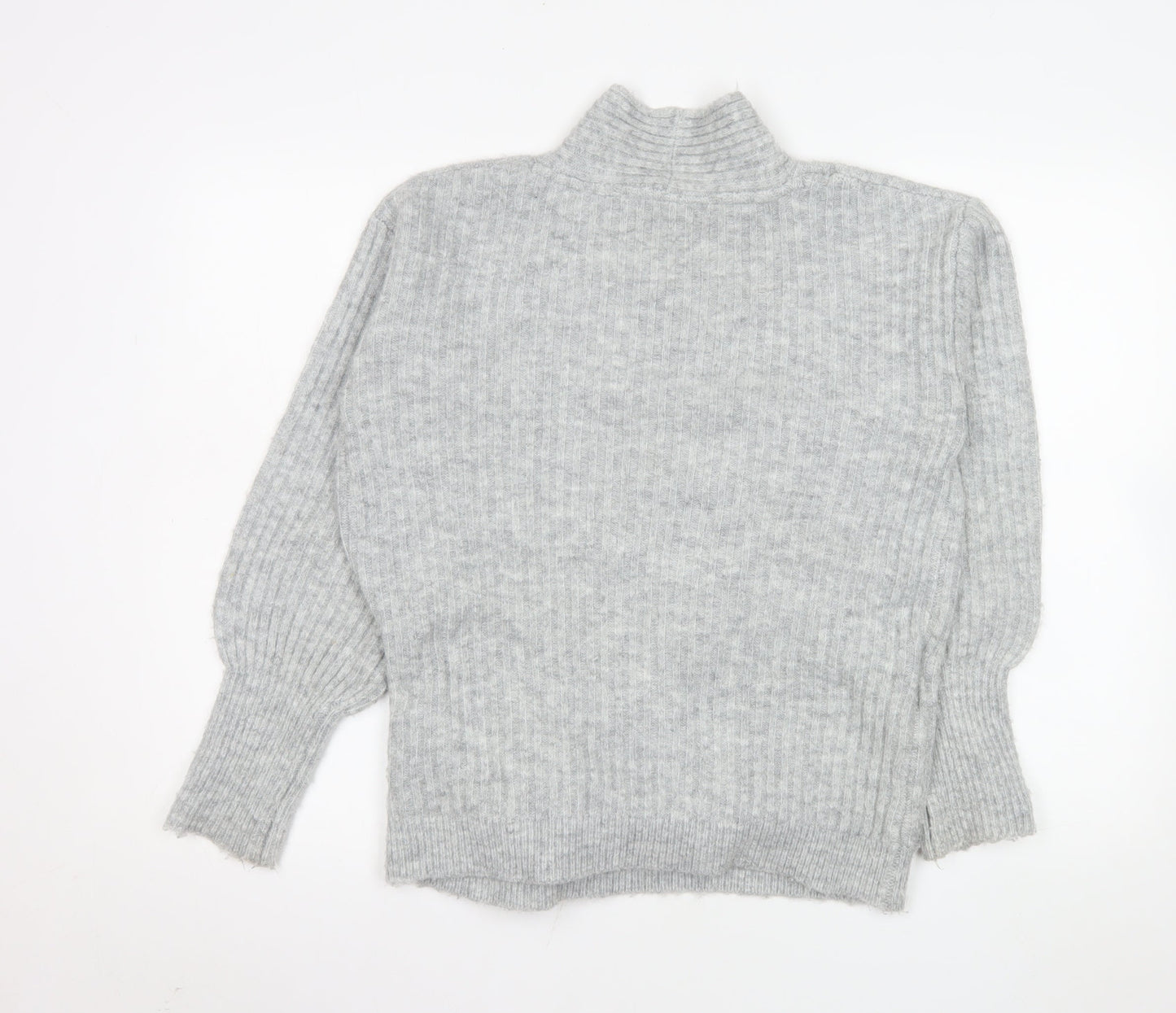 V By Very Women Grey Wrap Ribbed Knit Jumper Size 10