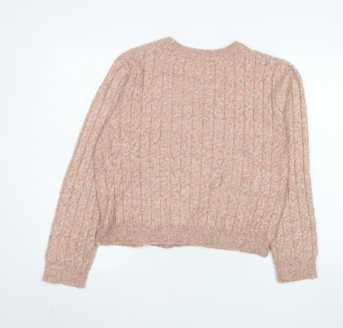 NEXT Womens Pink Cable-Knit Crew Neck Jumper Medium