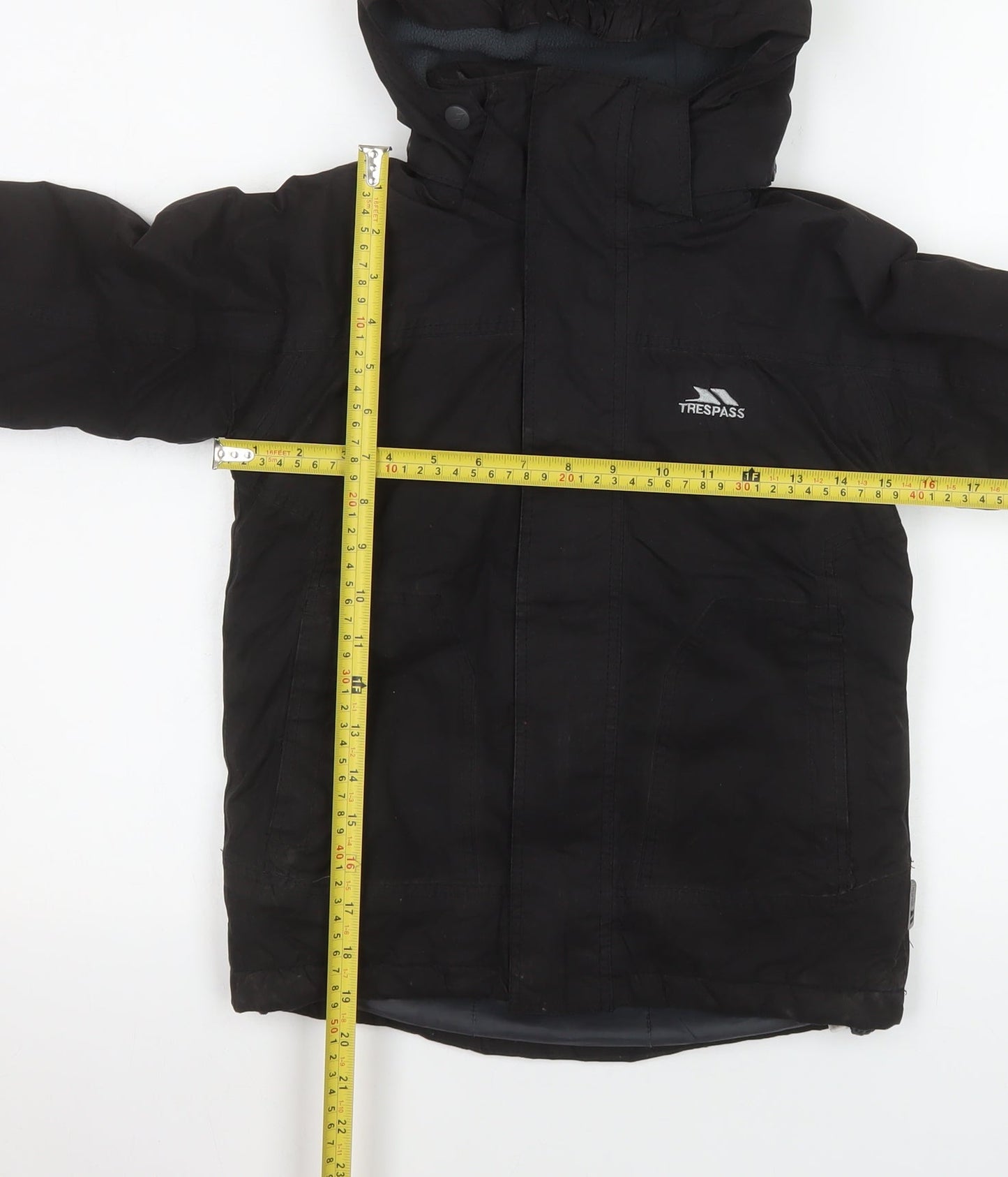Trespass Boys Black 5-6 Years Hooded Waterproof Parka Jacket