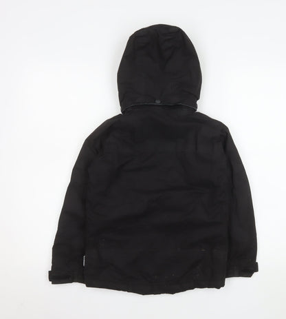 Close-up detail of Trespass boys’ black 5-6 years hooded waterproof parka jacket