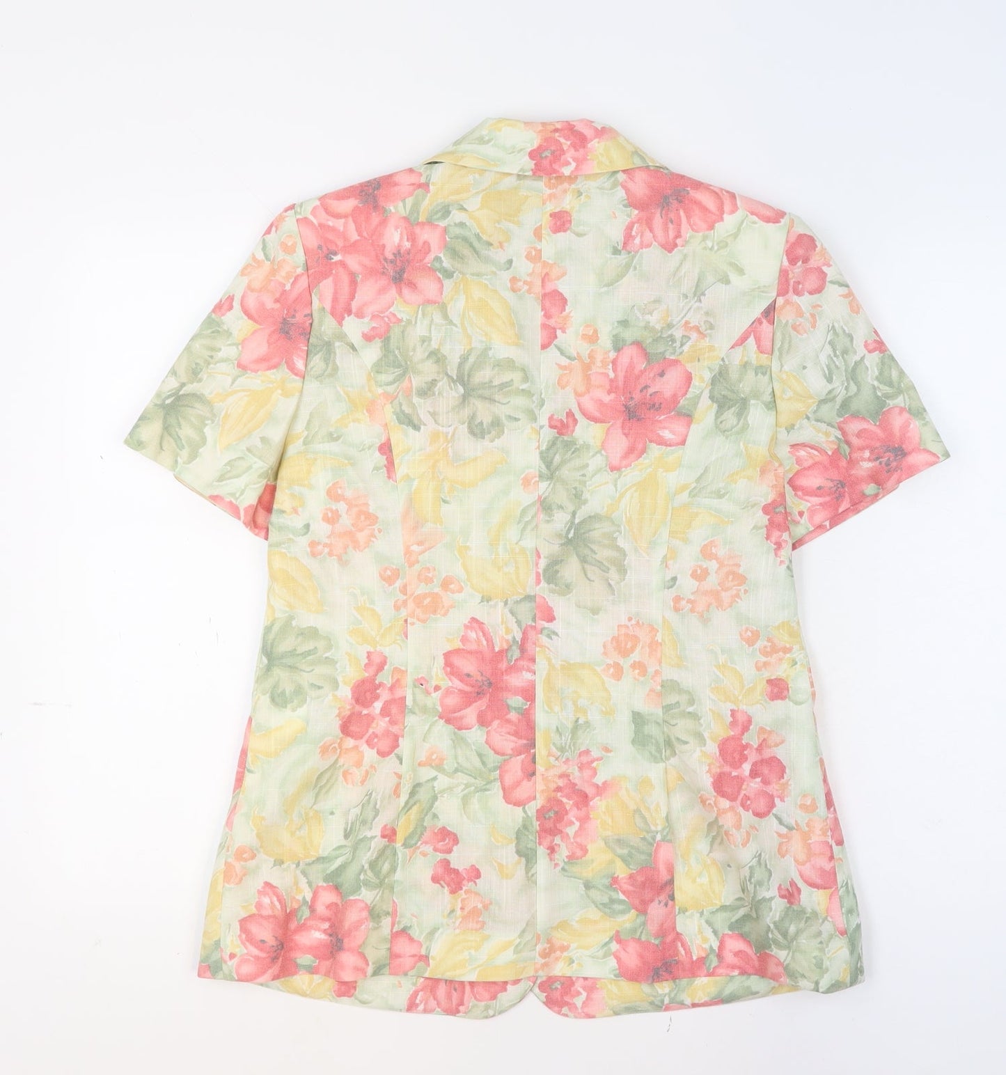 Marcelle Griffon Womens Multicoloured Floral Short Sleeve Blazer Size 16