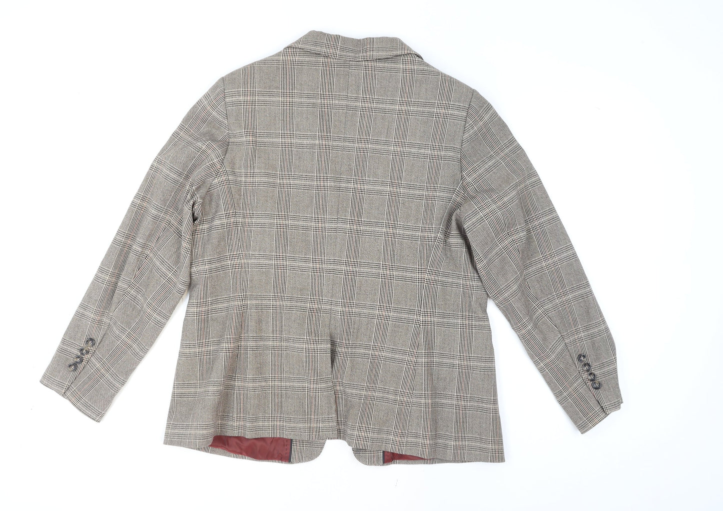 Marks and Spencer Womens Beige Check Single Breasted Blazer Size 20