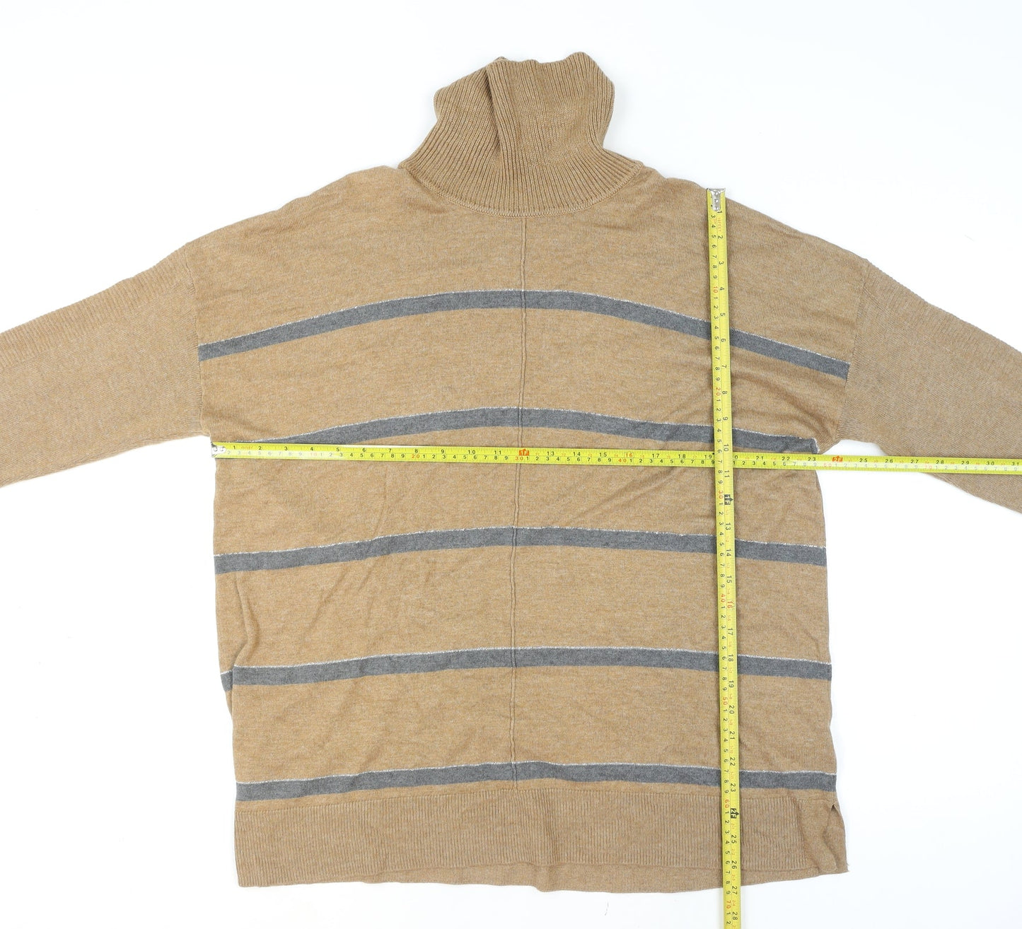 Next Women’s Beige Striped Roll Neck Long Sleeve Jumper Size 20