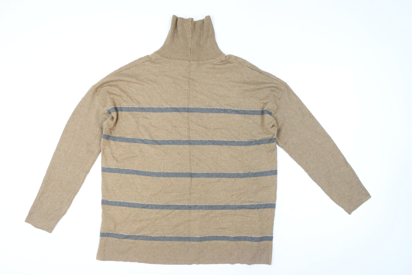 Next Women’s Beige Striped Roll Neck Long Sleeve Jumper Size 20