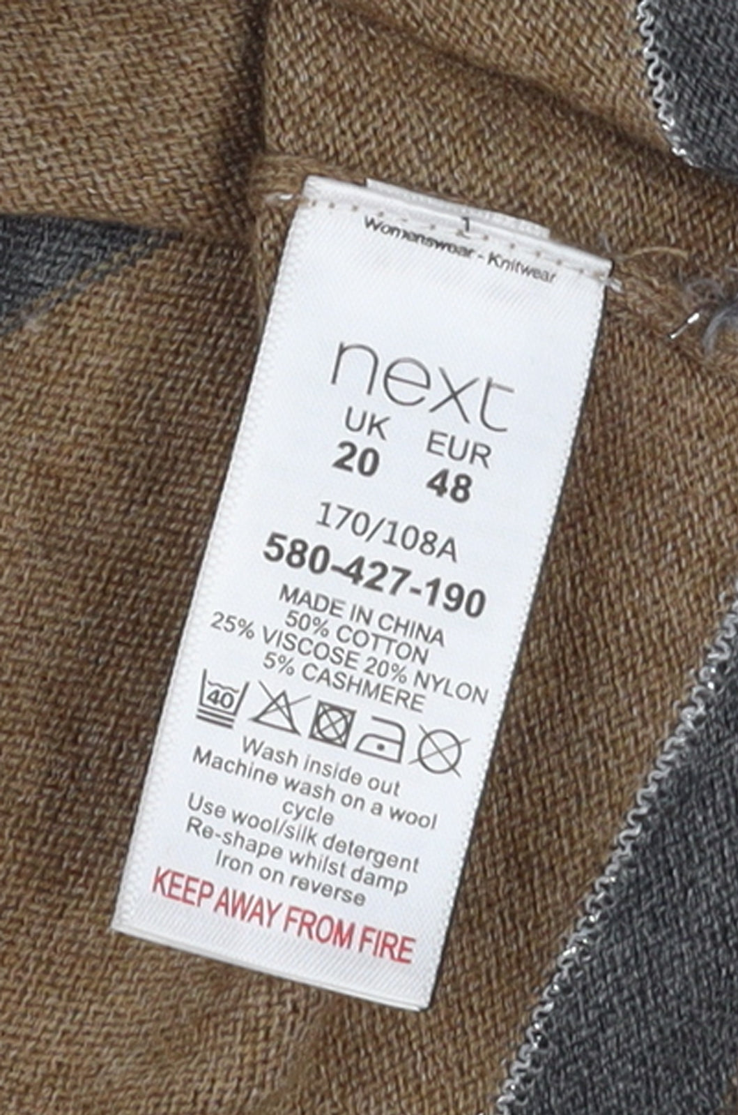 Next Women’s Beige Striped Roll Neck Long Sleeve Jumper Size 20