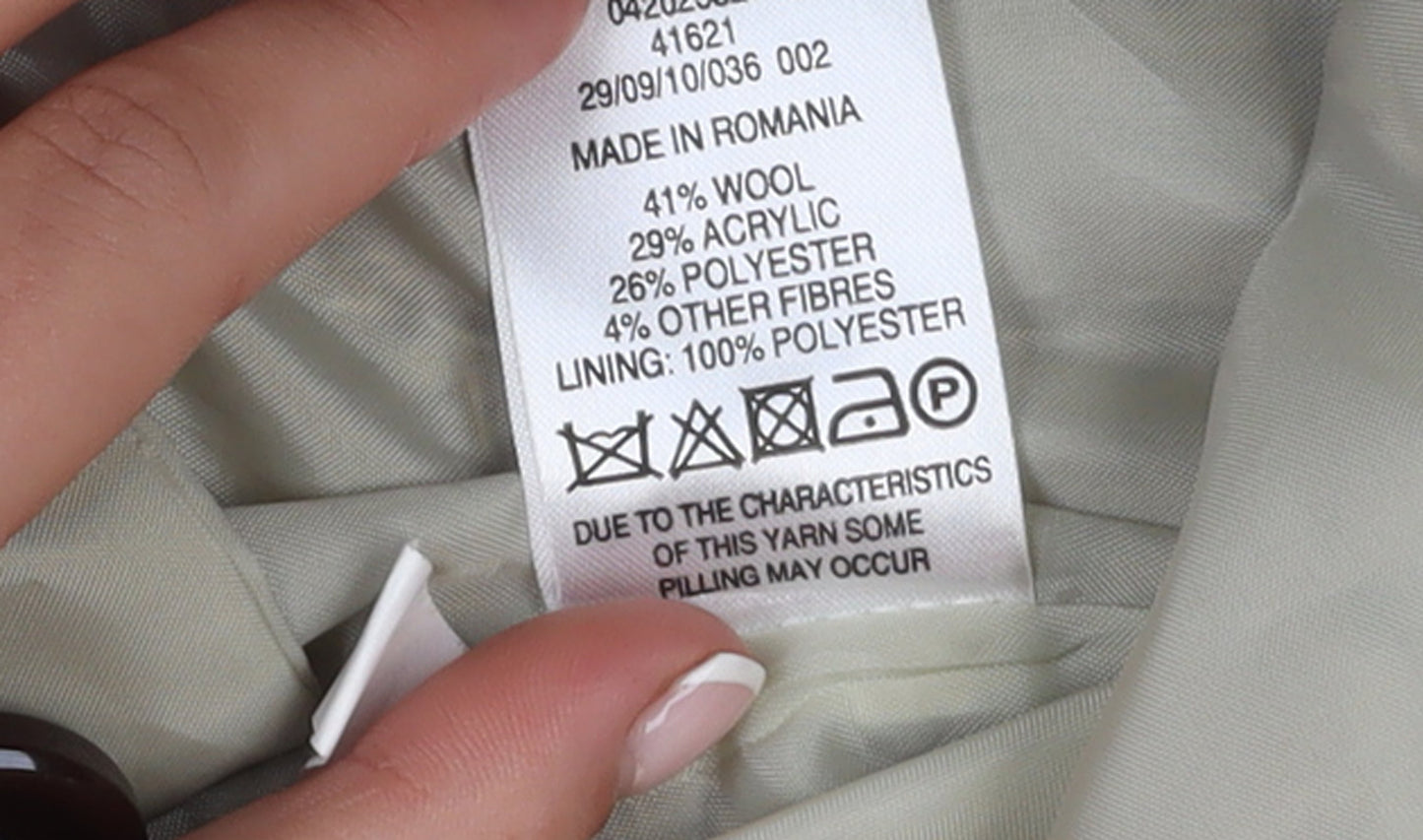 Jane Norman Women Beige Wool Blend Hooded Duffle Coat UK 12