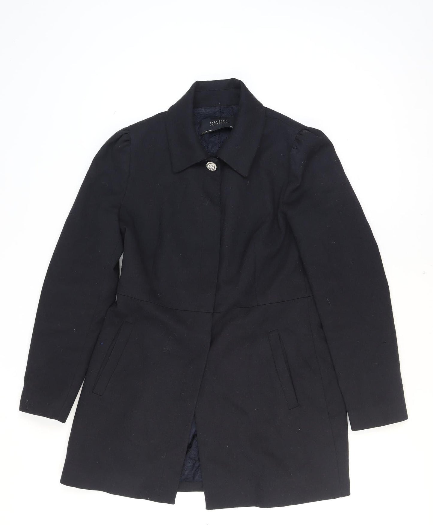 Zara Women's Black Blazer Lined Mid-Length Formal Jacket Size 14