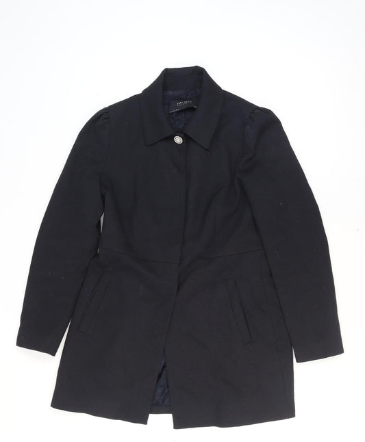 Zara Women's Black Blazer Lined Mid-Length Formal Jacket Size 14