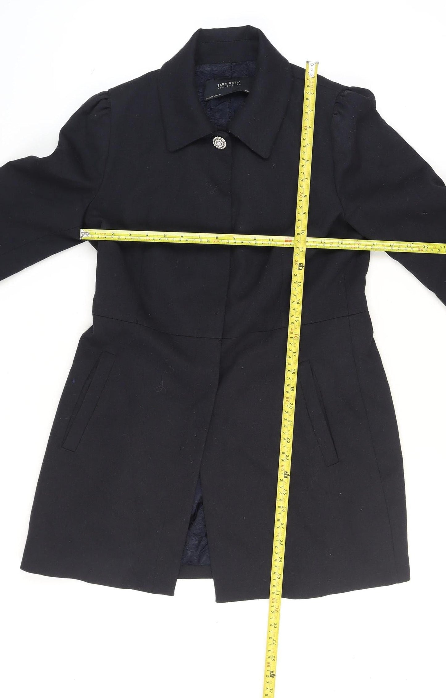 Zara Women's Black Blazer Lined Mid-Length Formal Jacket Size 14