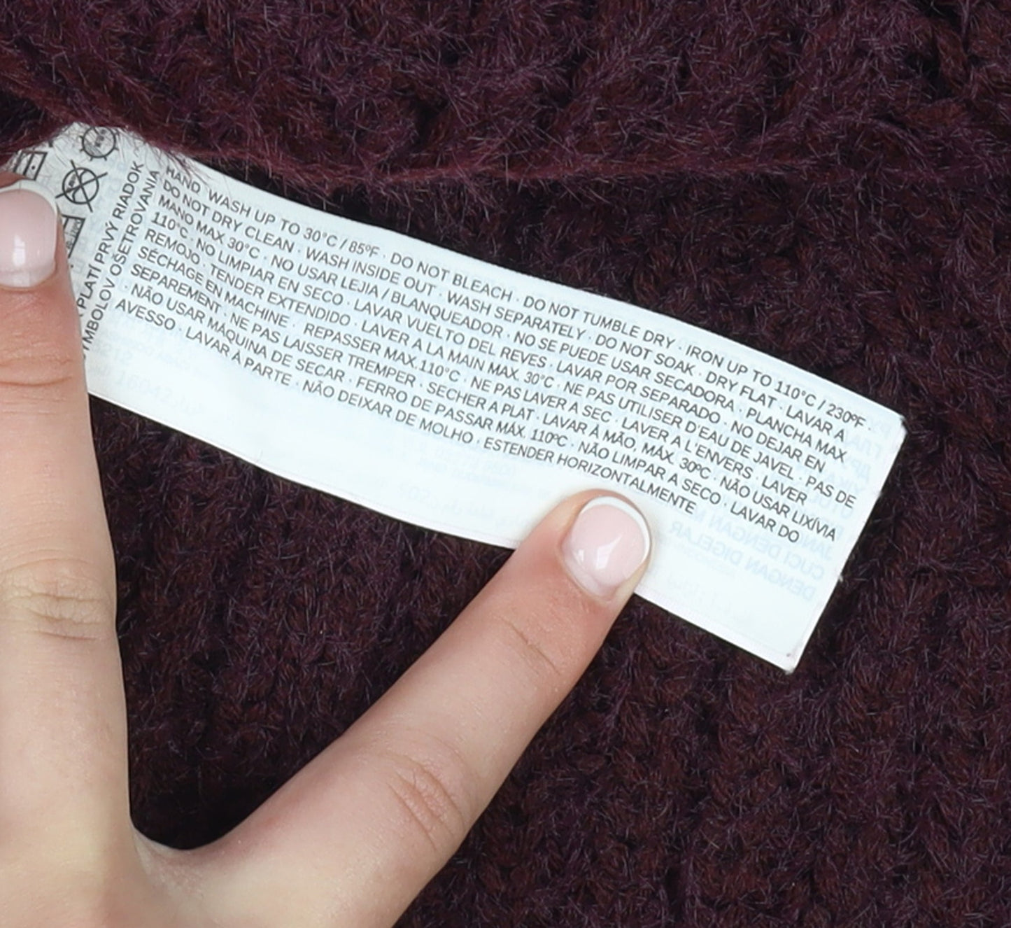MNG Women’s Purple Chunky-Knit Pullover Jumper Size 8