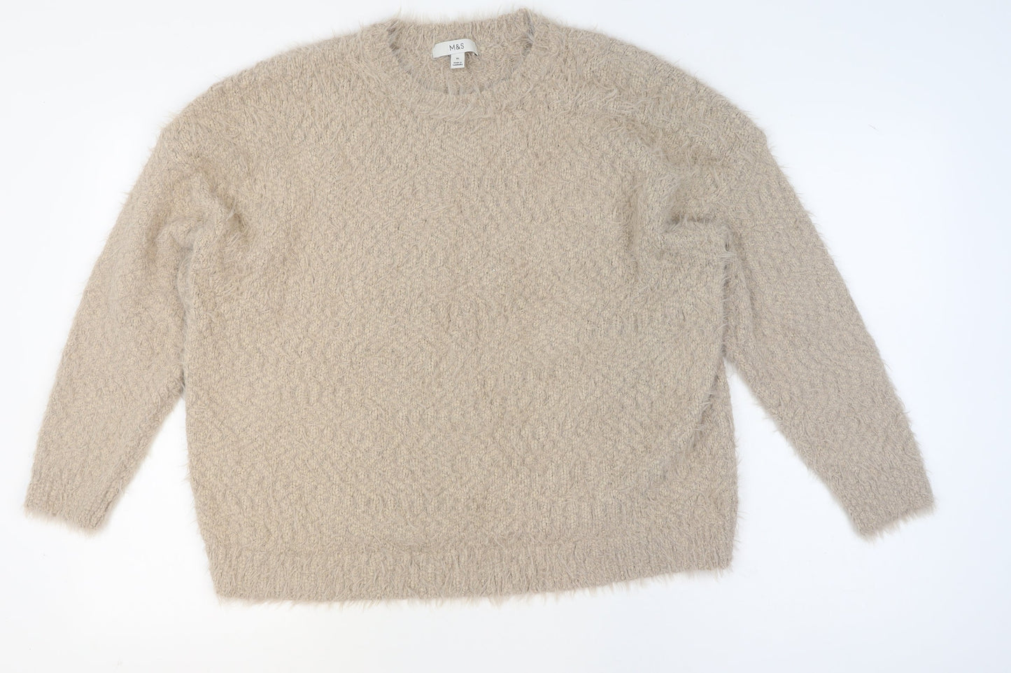 Marks and Spencer Women’s Beige XL Fluffy Knit Pullover Jumper