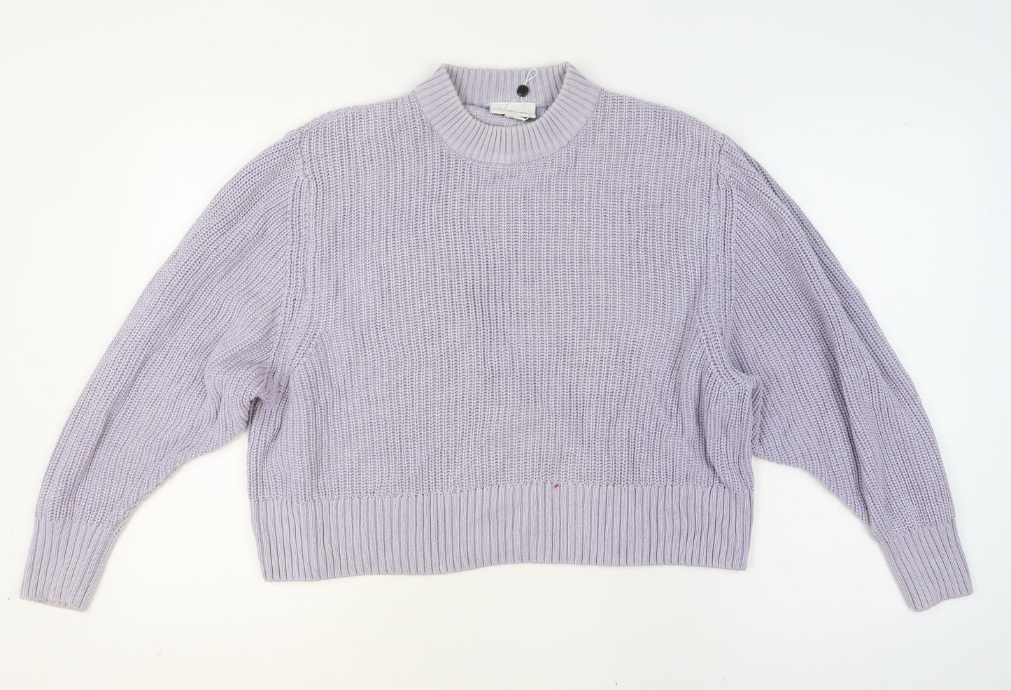 Monki Women Purple Chunky Knit Mock Neck Jumper L