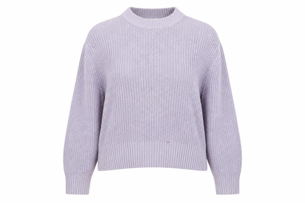 Monki Women Purple Chunky Knit Mock Neck Jumper L