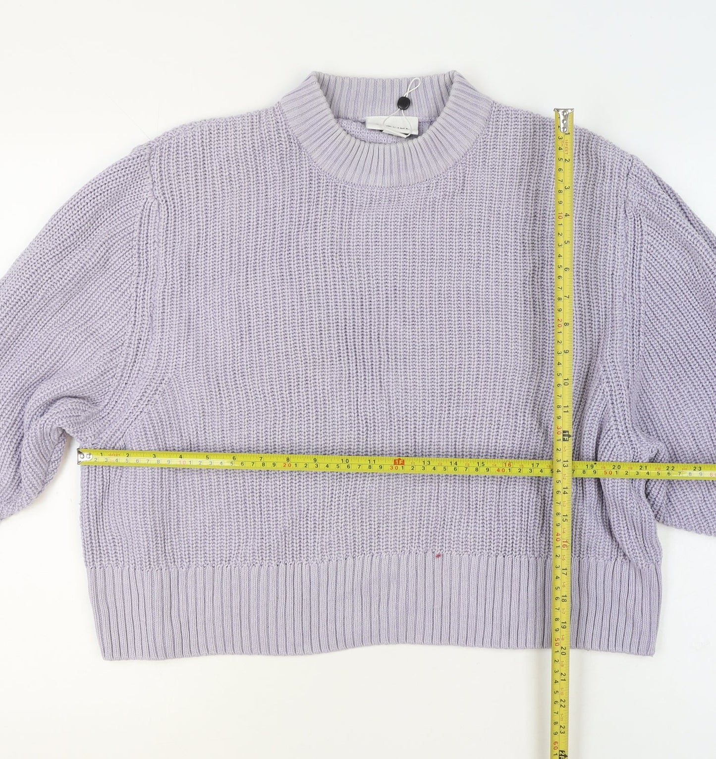 Monki Women Purple Chunky Knit Mock Neck Jumper L