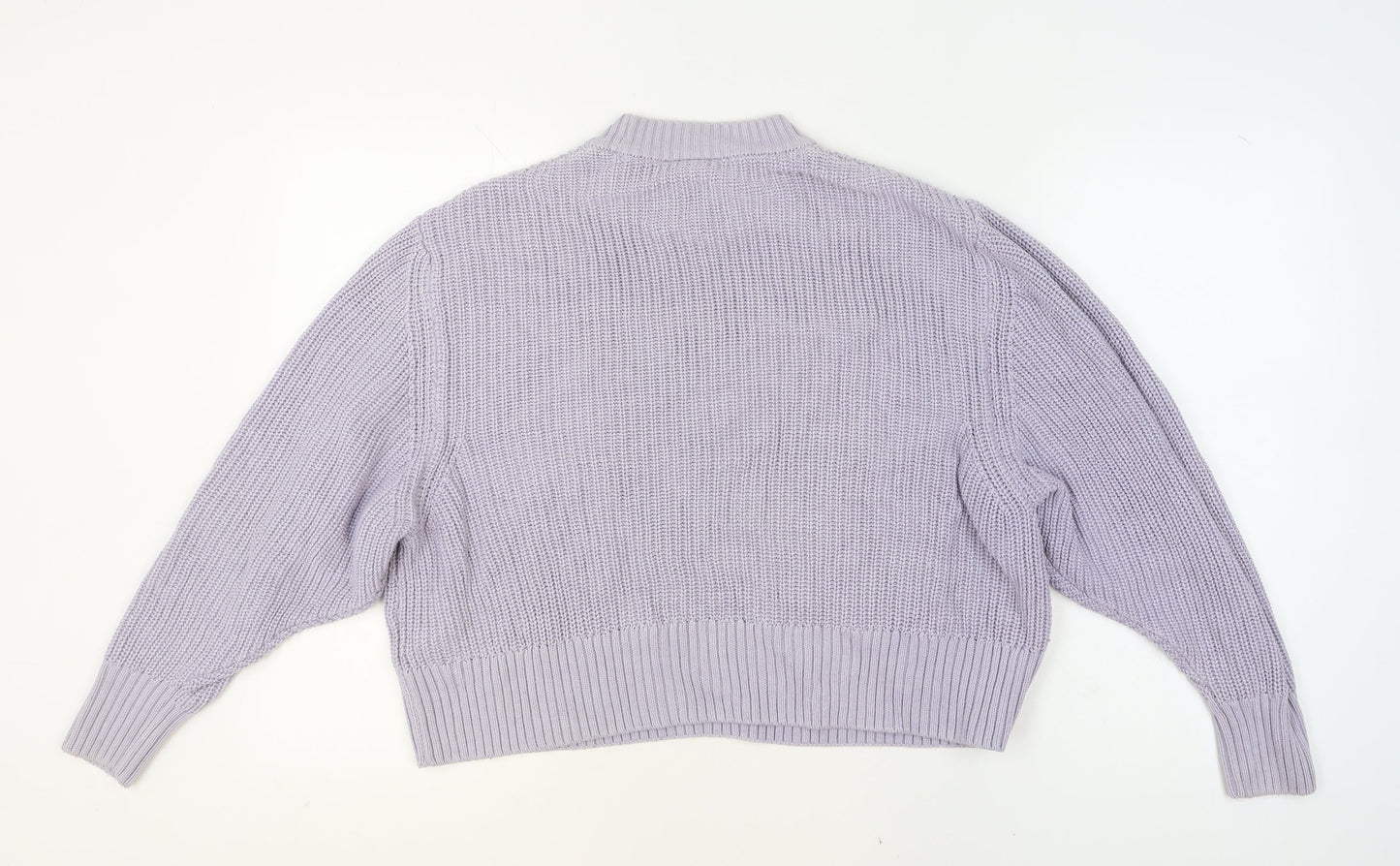 Monki Women Purple Chunky Knit Mock Neck Jumper L