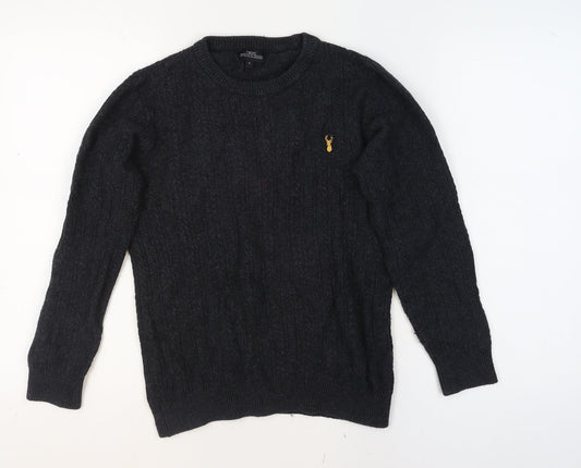 Next Men’s Black Cable-Knit Crew Neck Jumper Size S