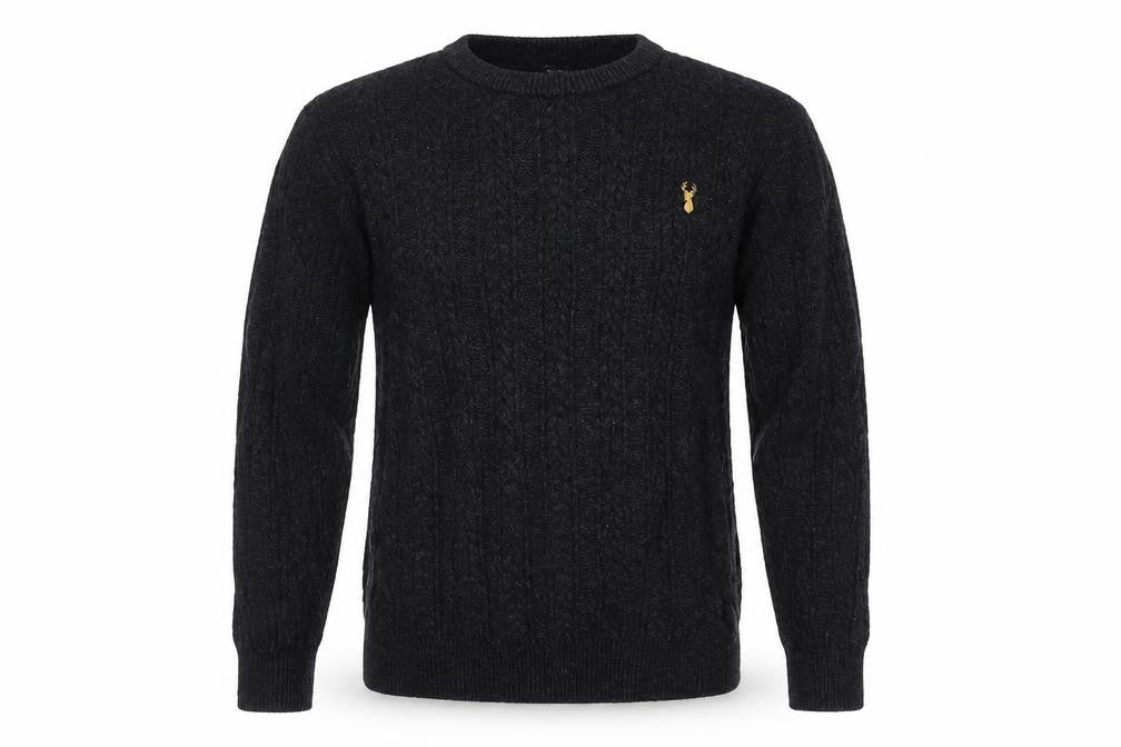 Next Men’s Black Cable-Knit Crew Neck Jumper Size S