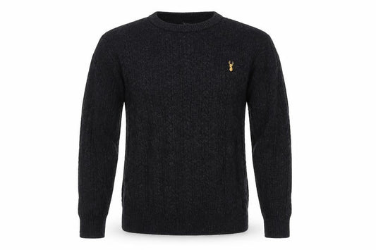 Next Men’s Black Cable-Knit Crew Neck Jumper Size S