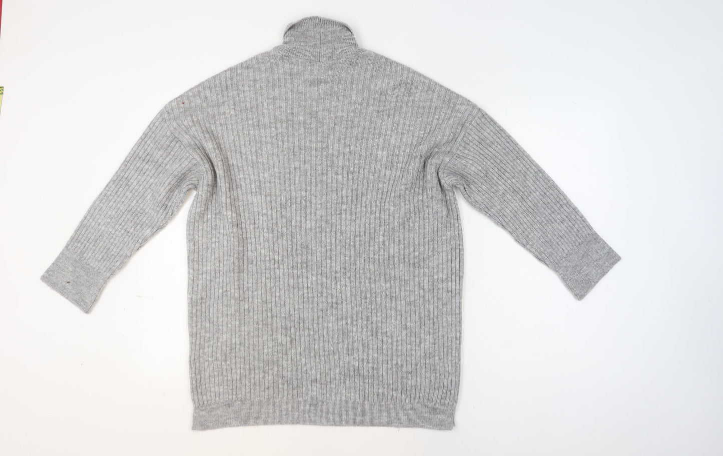 ASOS DESIGN Women’s Grey Roll Neck Ribbed Knit Jumper Size S UK 8-10