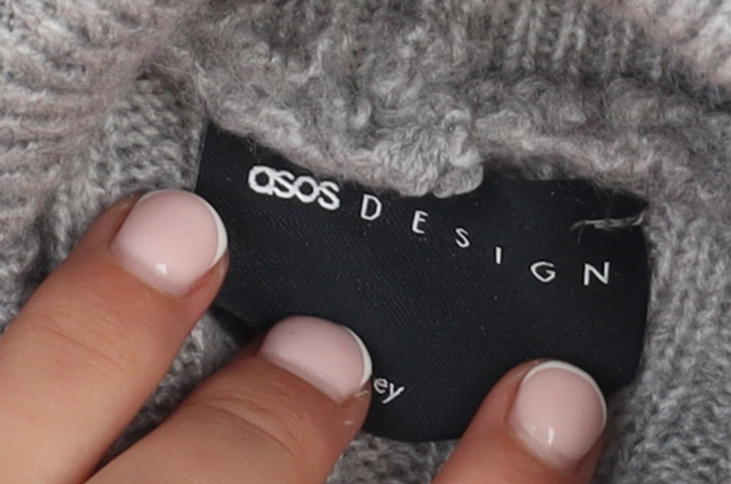 ASOS DESIGN Women’s Grey Roll Neck Ribbed Knit Jumper Size S UK 8-10