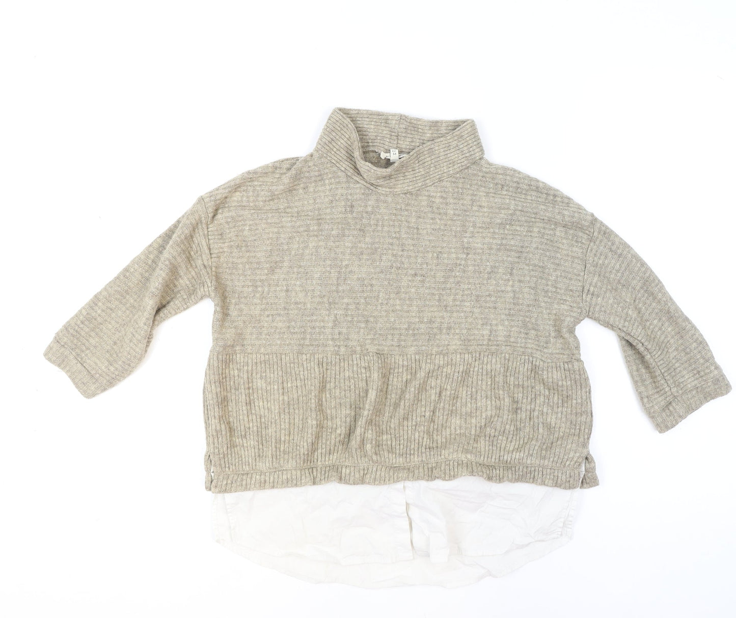 River Island Women Beige High Neck Relaxed Knit Pullover Jumper Size 8