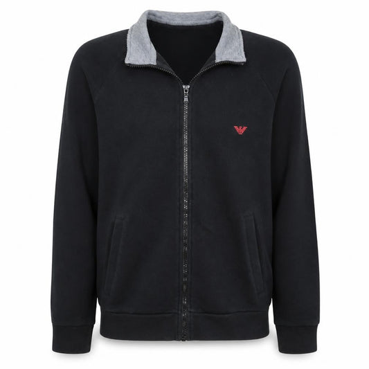 Front view of Emporio Armani Men's Black Full Zip Sweatshirt L Regular Fit