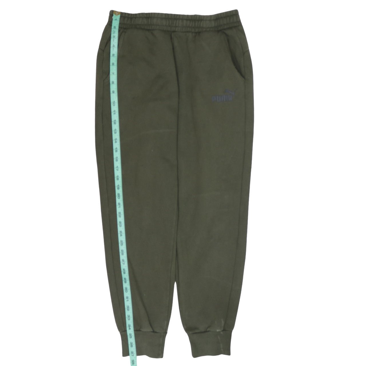 Puma Mens Green Jogger Sweatpants M Elastic Waist Fleece Lined