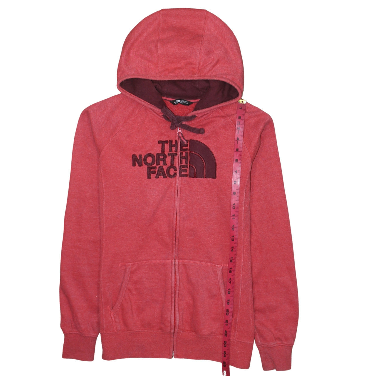 The North Face Womens Red Full Zip Hoodie Size M Cotton Blend