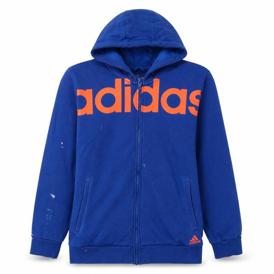 Adidas Men's Blue Full Zip Hoodie Size L Climalite Sportswear