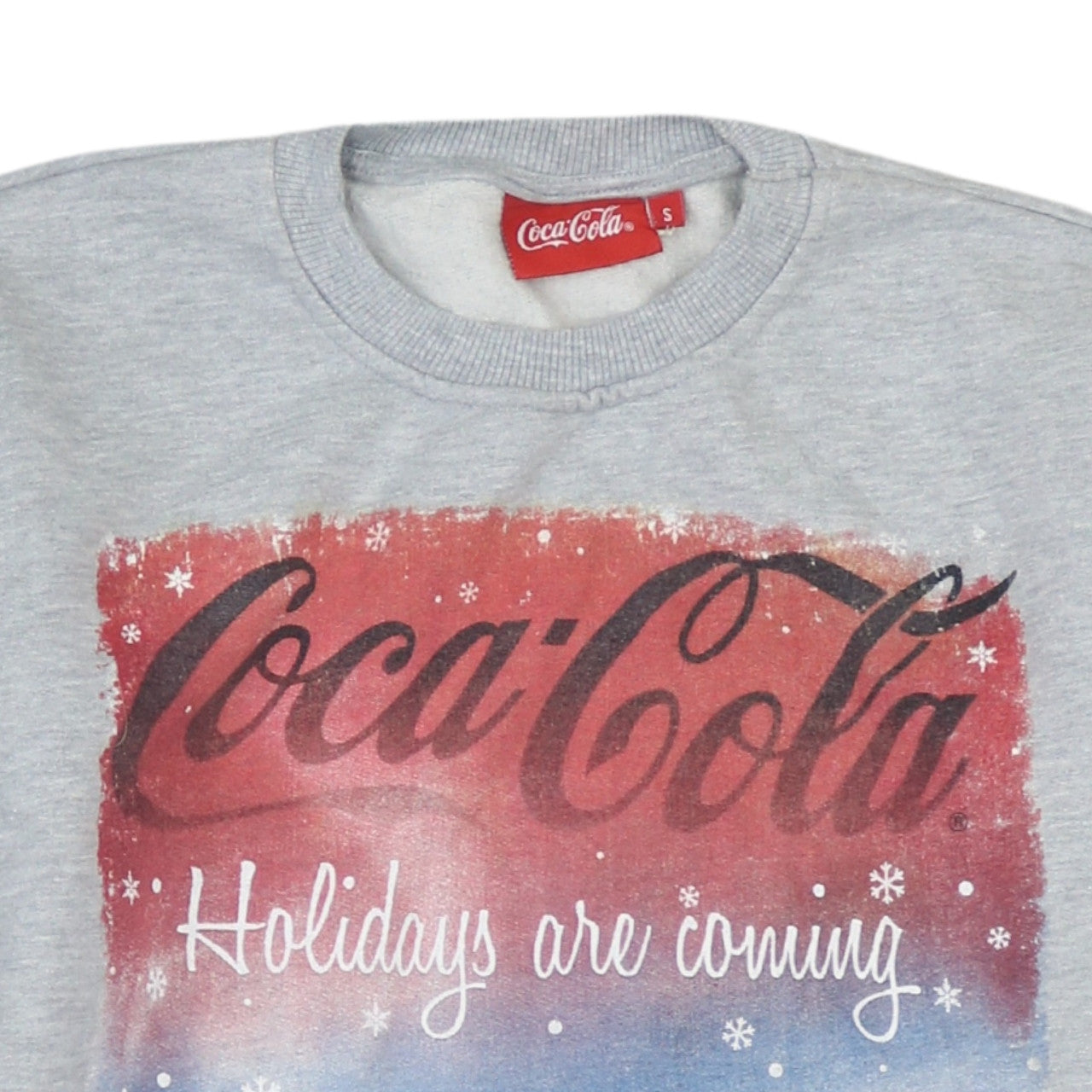 Coca-Cola Mens Grey Christmas Sweatshirt S Pullover Graphic Print