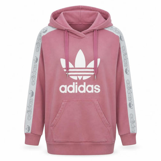 Adidas Womens Pink Pullover Hoodie Size 8 Logo Graphic Hooded Sweatshirt