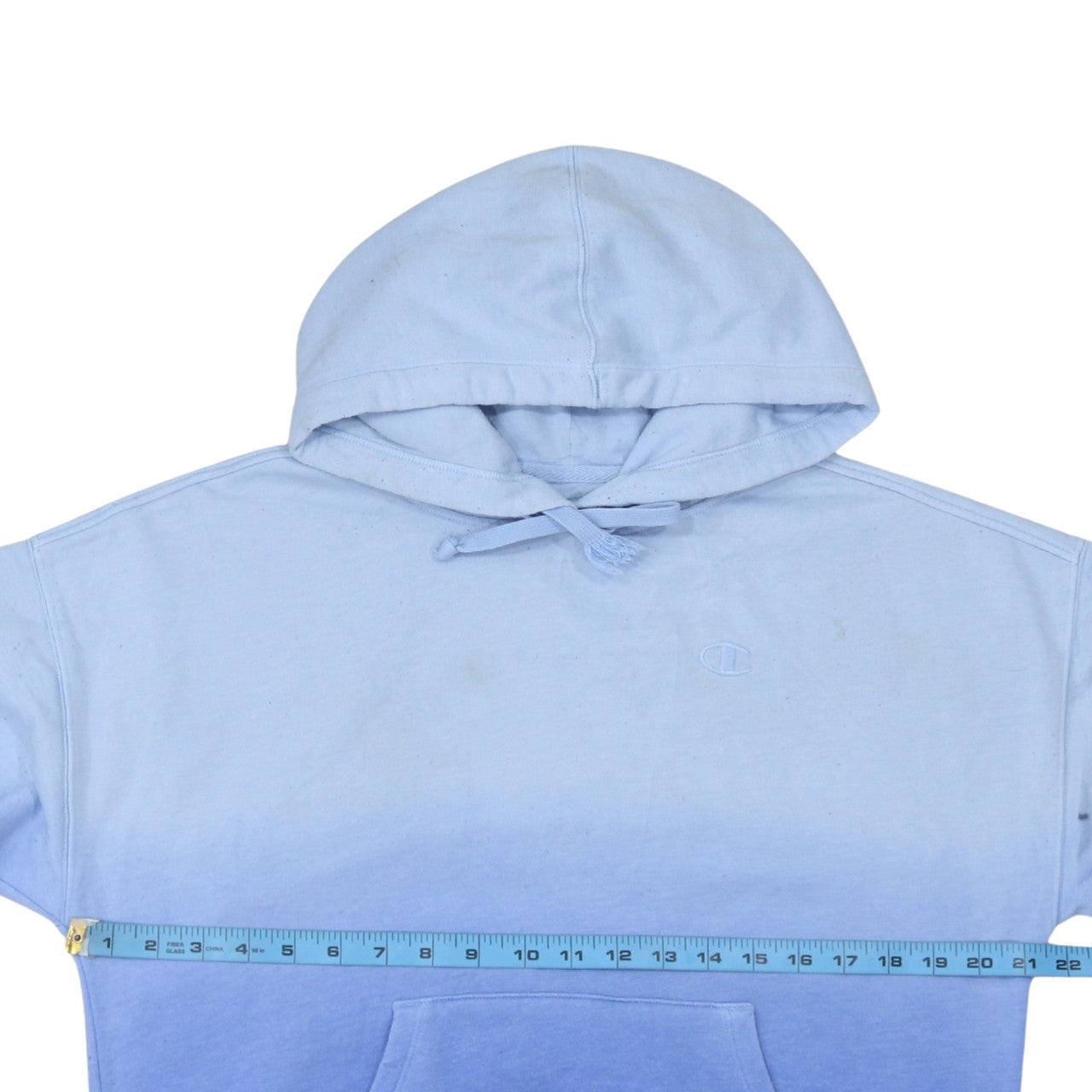 Champion Women Blue Ombre Hoodie S Cotton Blend Pullover