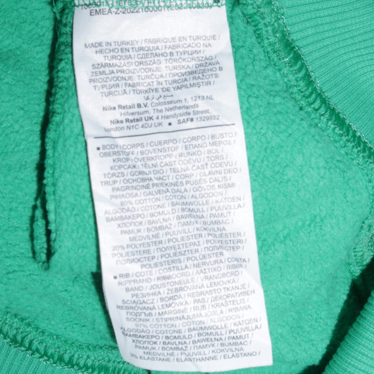 Nike Womens Green Cropped Pullover Sweatshirt M Logo Crew Neck
