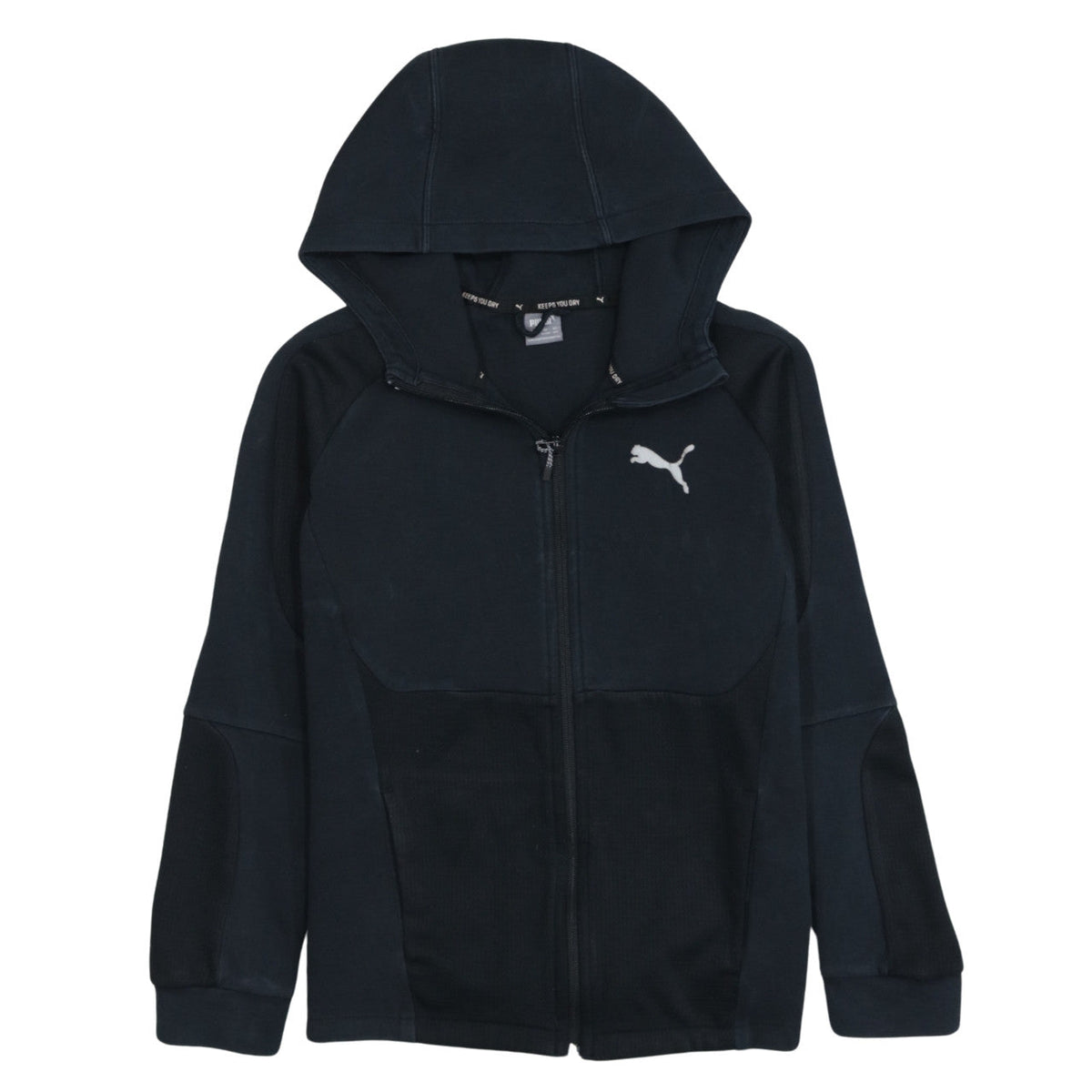 Puma Boys Black Full Zip Hoodie - Size 164cm - Athletic Fit