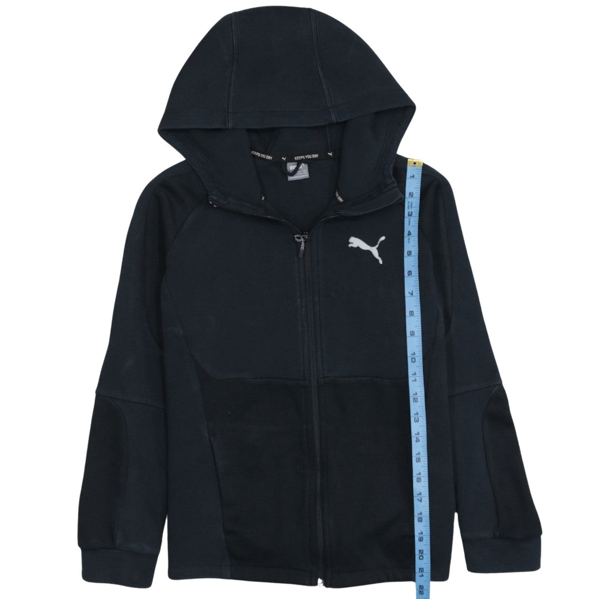 Puma Boys Black Full Zip Hoodie - Size 164cm - Athletic Fit