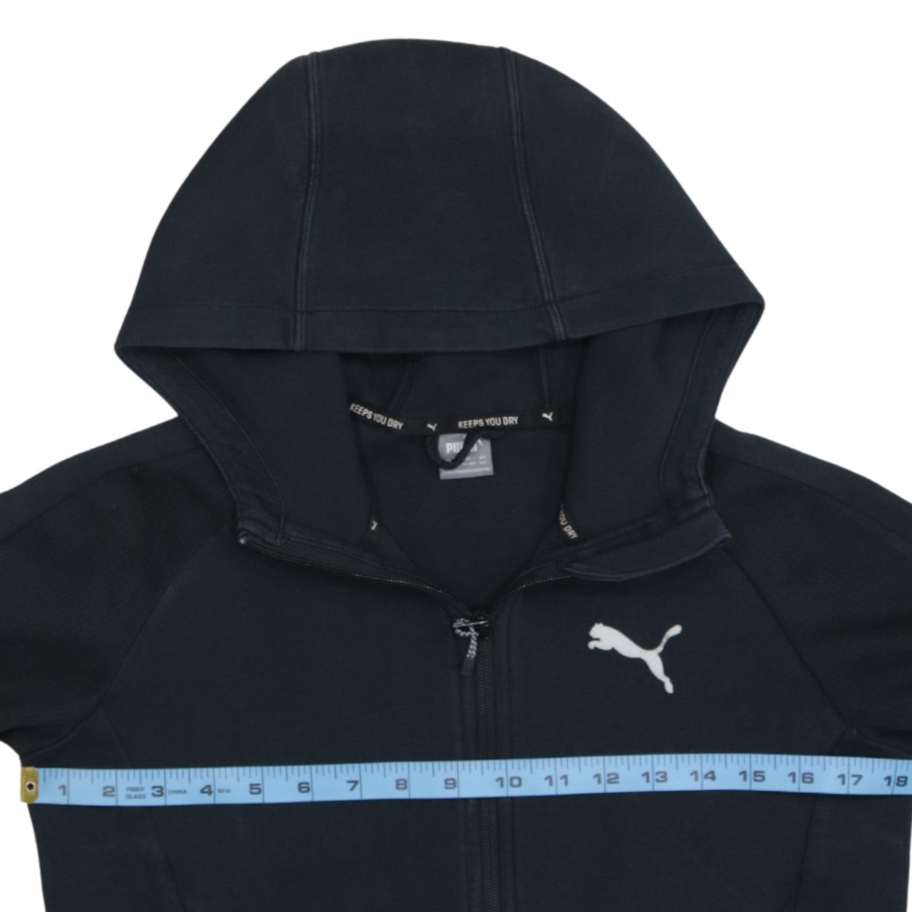 Puma Boys Black Full Zip Hoodie - Size 164cm - Athletic Fit