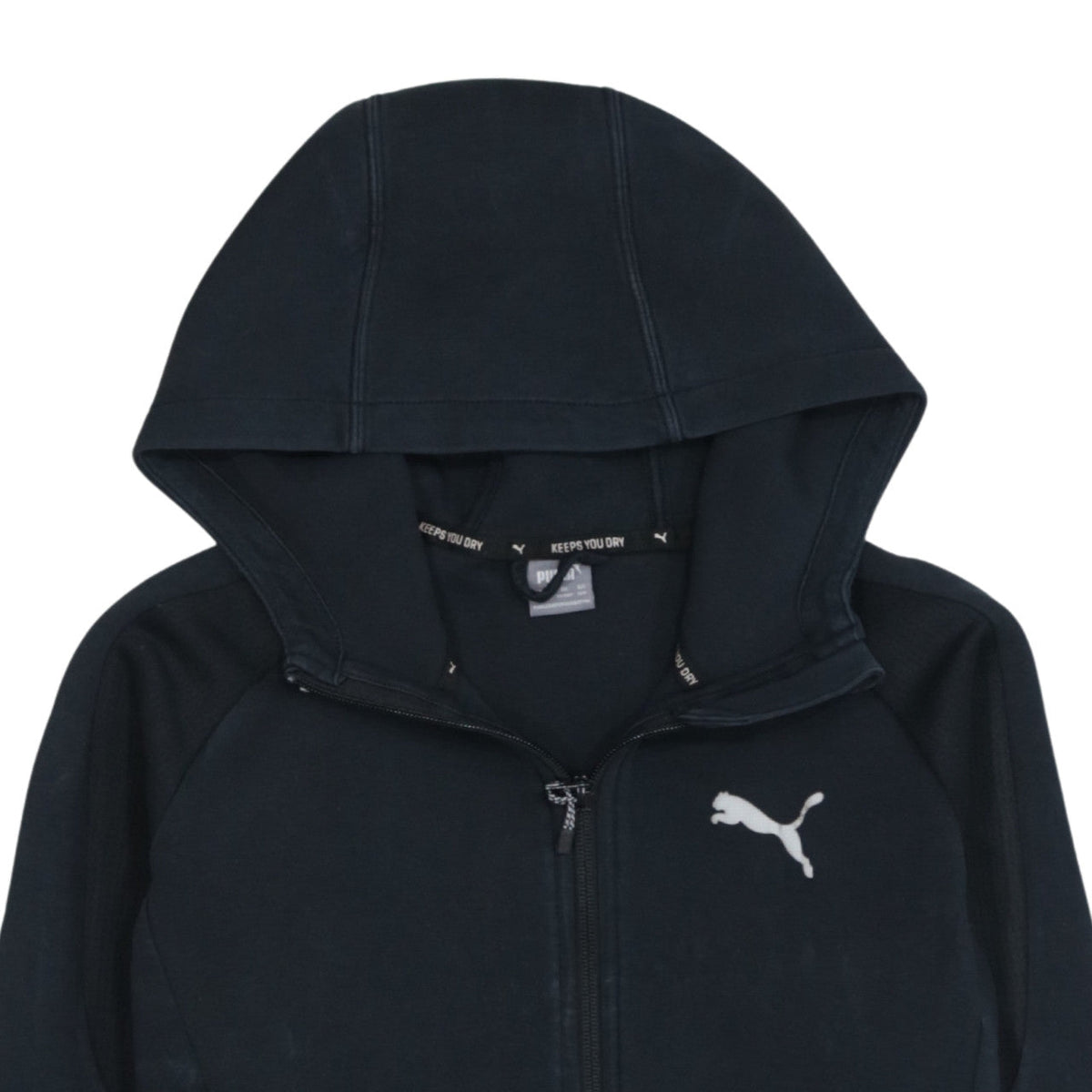 Puma Boys Black Full Zip Hoodie - Size 164cm - Athletic Fit