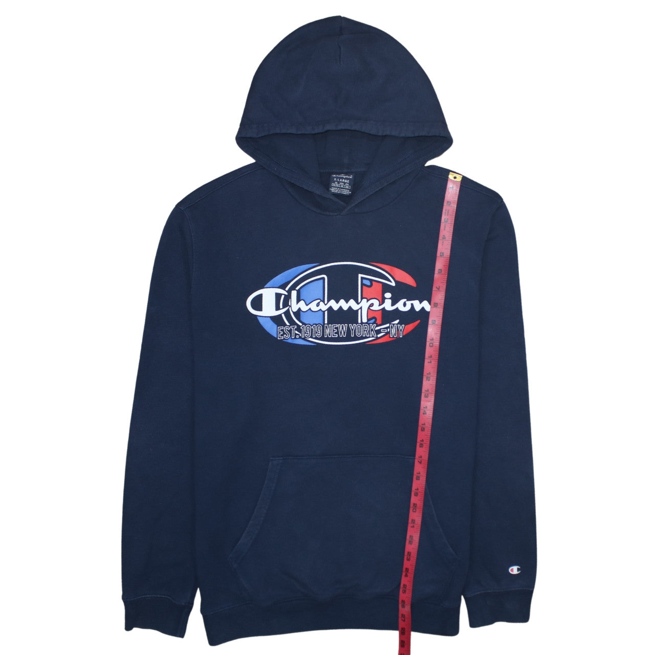 Champion Men's Blue XL Pullover Hoodie with Logo Print