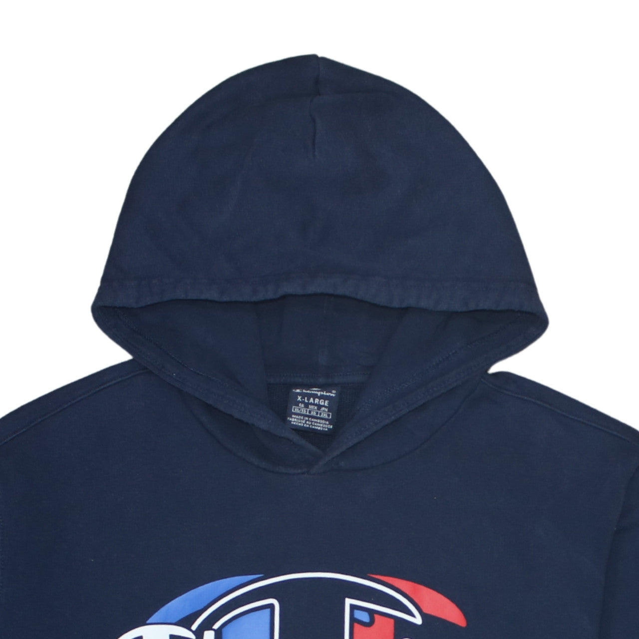 Champion Men's Blue XL Pullover Hoodie with Logo Print