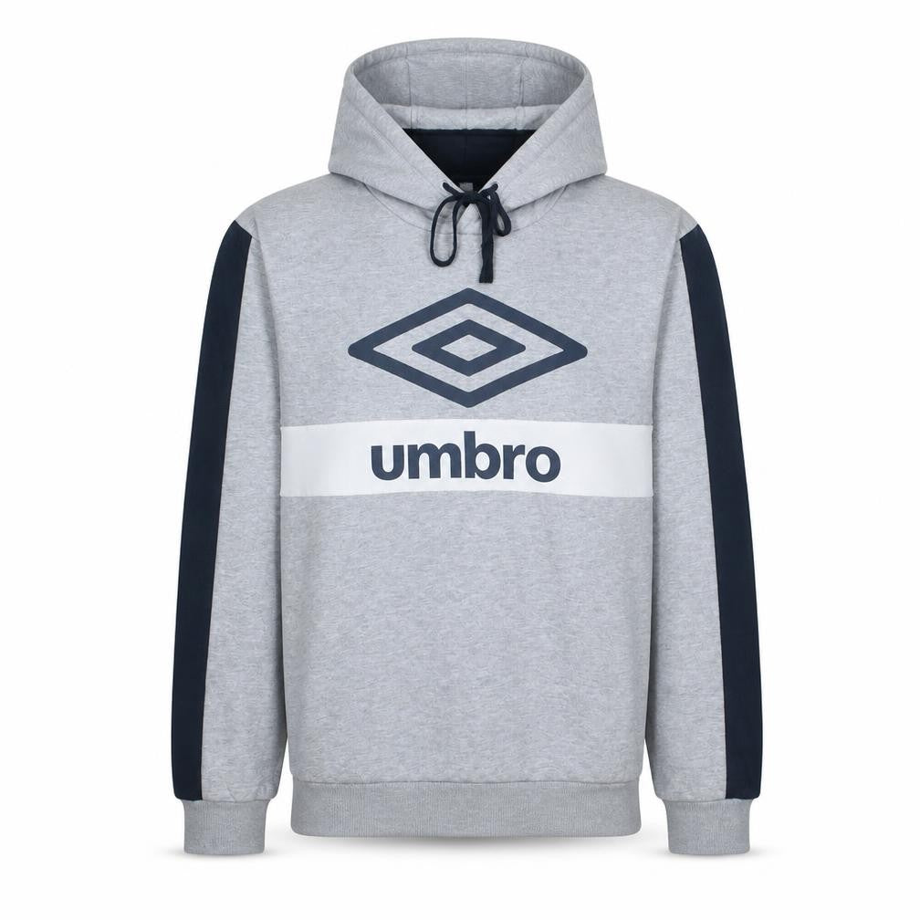 Umbro Mens Grey Pullover Hoodie L Sports Logo Hooded Sweatshirt